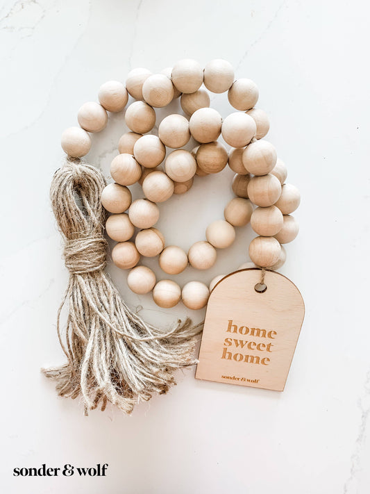 Home Sweet Home Beaded Garland – Wooden Housewarming Gift Decor