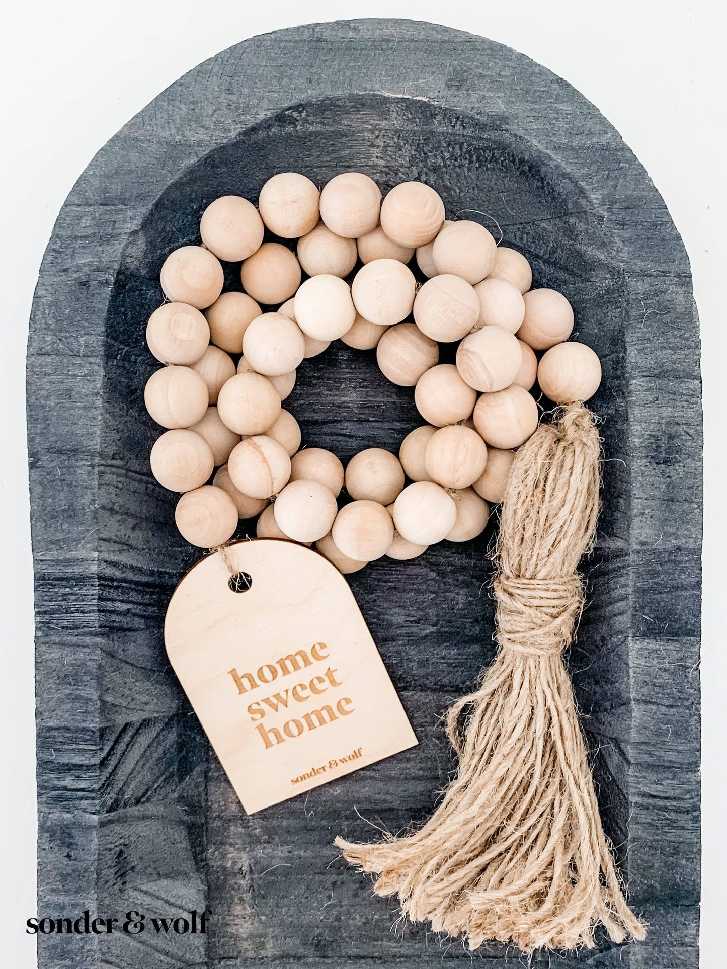 Home Sweet Home Beaded Garland – Wooden Housewarming Gift Decor