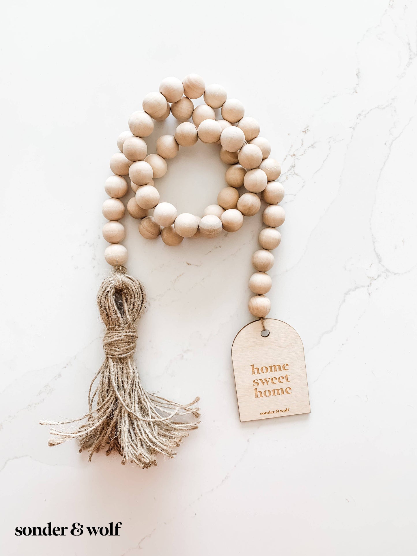 Home Sweet Home Beaded Garland – Wooden Housewarming Gift Decor